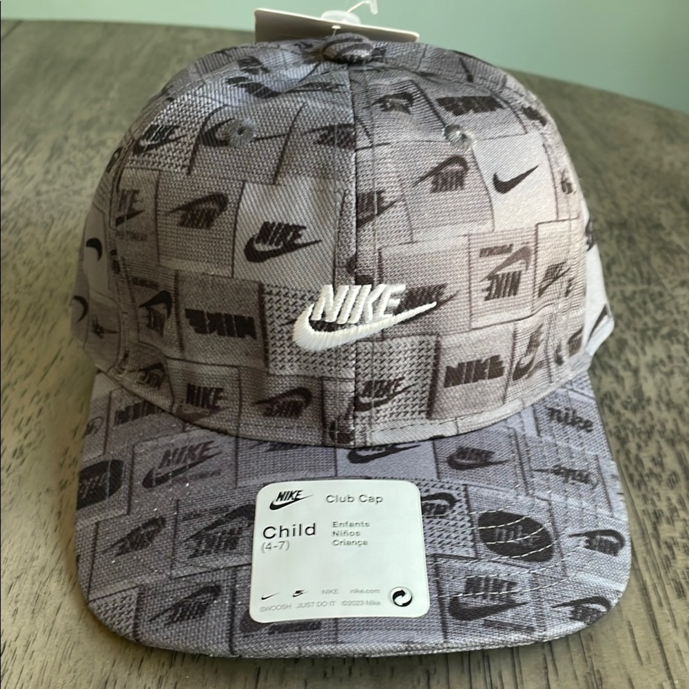 Child Nike Baseball Cap - Gray With White Logo